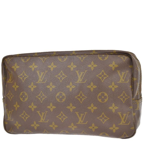 Authentic LOUIS VUITTON Trousse Toilette 28 Clutch Hand Bag Monogram Brown - Picture 3 of 8